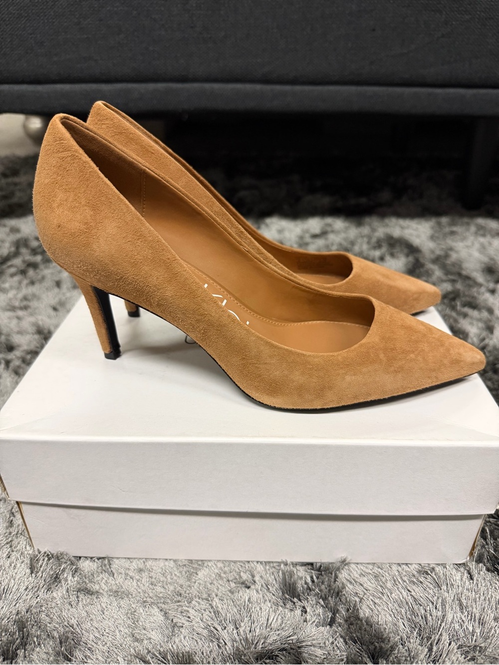 Calvin Klein Women's Camel Suede Pointed-Toe Pumps - Picture 2 of 9